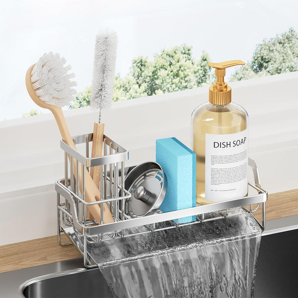 Consumest Sponge Holder for Kitchen Sink - Sink Caddy with Stainless Steel