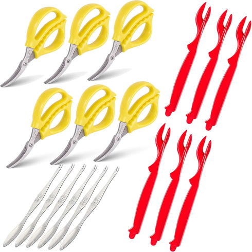 Sisims Crab Crackers and Seafood Forks Set - 18 Piece Stainless Steel Crab