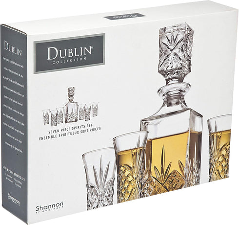 Godinger Mini Whiskey Decanter and Shot Glasses Barware Set - 10oz Decanter for Scotch, Wine or Vodka - Dublin