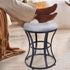 Vanity Stool, Grey Stools for Makeup Room, Round Ottoman Foot Stool, Velvet Footrest Vanity Chair for Bathroom