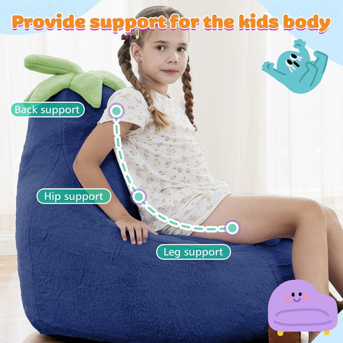 4-12 31 Inch, DUMOS Kids Bean Bag Chair, Stuffed Toddler Couch with Faux Rabbit Fur Cover for Teens & Kids, Comfy Lazy