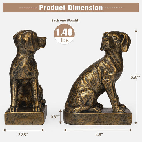 Decorative Bookends for Shelves, Dog Book Ends for Heavy Books, Labrador Retriever Statues Bookends for Heavy Books