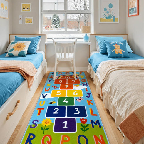 31.5''x72'' STARUIA Washable Hopscotch Kids Rug for Playroom, Colorful Educational Classroom Rugs with ABC Number, Non