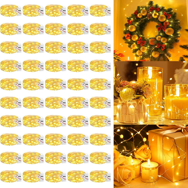 litogo 50 Pack Yellow Fairy Lights Battery Operated with Timer, 20 LED