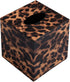 S Forever Home Decor PU Leather Cube Tissue Box Holder, Square Tissue Box Cover, Leopard