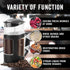 Bean Envy French Press Coffee Maker and Milk Frother Set: 34 oz Glass Carafe & Drink Mixer Duo