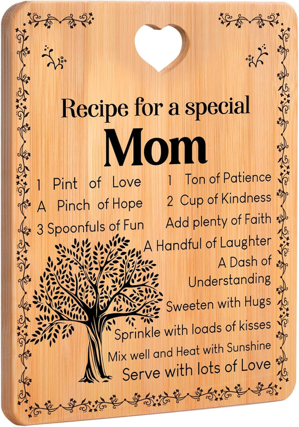 Gifts for Mom: Birthday Gifts with Warm Words 'Recipe for a Special Mom', Cutting Board 11 × 8.5× 0.4 inches