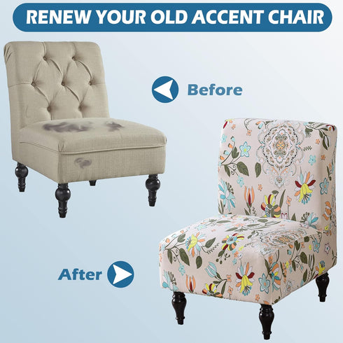 Armless Armless Accent Chair Cover Slipcover, Stretch Chair Slipper Super Fit Chair Furniture Protector Cover Slipcover