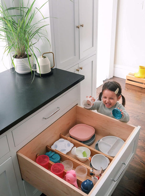 Fabsome Drawer Divider 6 Pack, Adjustable Bamboo Kitchen Organizers 17''-22'', Wooden Dresser Separators for Nursery
