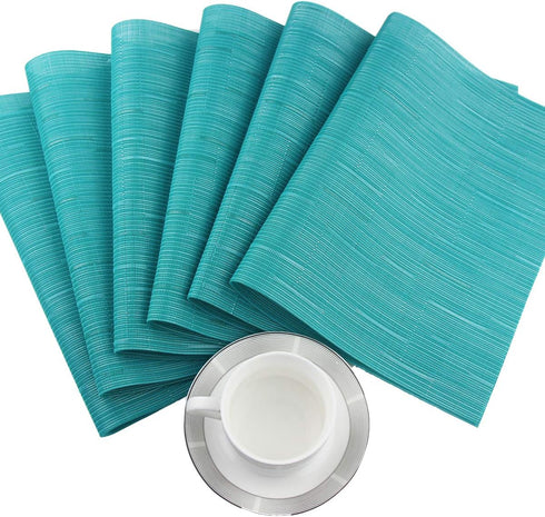 PIGCHCY Placemats - Washable Durable Vinyl Woven Table Mats, Elegant Heat Resistant Placemats for Dining Table Set of 6