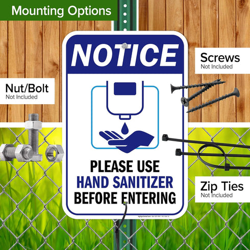 12"x18" Please Use Hand Sanitizer Before Entering Sign, Aluminum, Fade Resistance, Indoor/Outdoor Use, USA MADE By My
