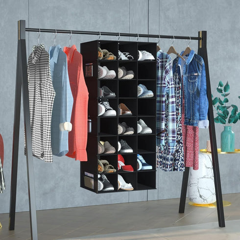 Closet, 24 coastal rose Hanging Shoe Organizer for Sections Shoe Holder Hanger Rack, Space-Saving Shoe Organizers