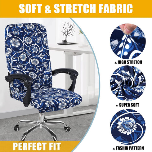 smiry Stretch Printed Computer Office Chair Covers, Soft Fit Universal Desk Chair Slipcovers