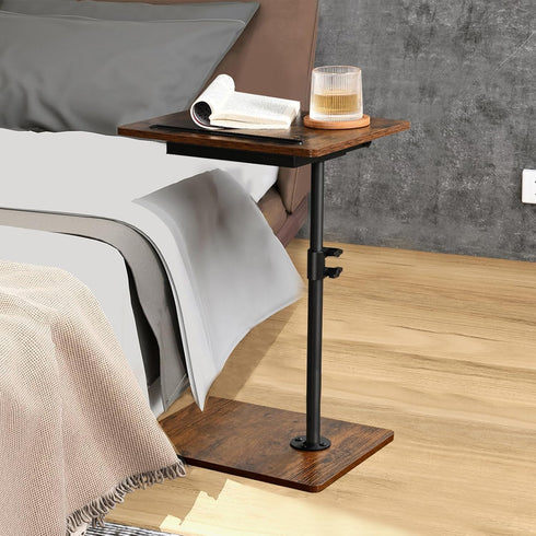 Waipfaru Swivel Height Adjustable Side Table Sofa Tray, Tiltable Sofa Bed Bathroom Study TV Tray C Shaped End Table