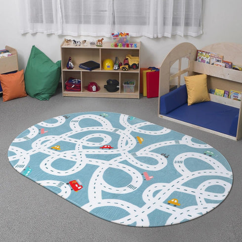 STARUIA Small Road Rug for Kids Room, 3'x5' Washable Kids Play Rug