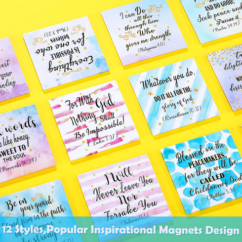 Weewooday 12 Pcs Inspirational Christian Magnets with Bible Verses, Motivational Religious Quotes for Fridge Office