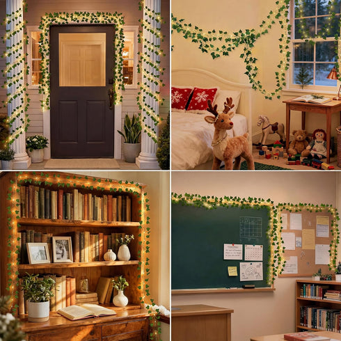 66FT 200 OMIKA Vine with Fairy Lights Plug in, LED Ivy String Lights Connectable with Remote, Leaf Light Waterproof