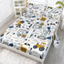 Datura home Woodland Construction Sheets Set 4Pcs for Kids,Cartoon Excavator Truck Lifter Print Sheet
