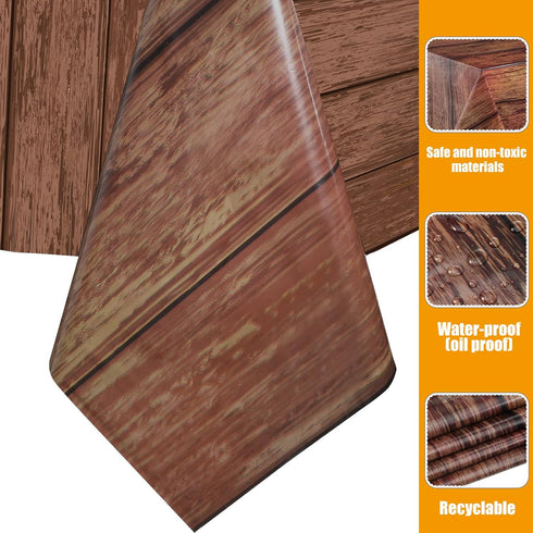 Irenare 3 Pieces Wood Grain Tablecloths, Rustic Plastic Covers for Barbecue Fall Western Themed Birthday Party, 54 x