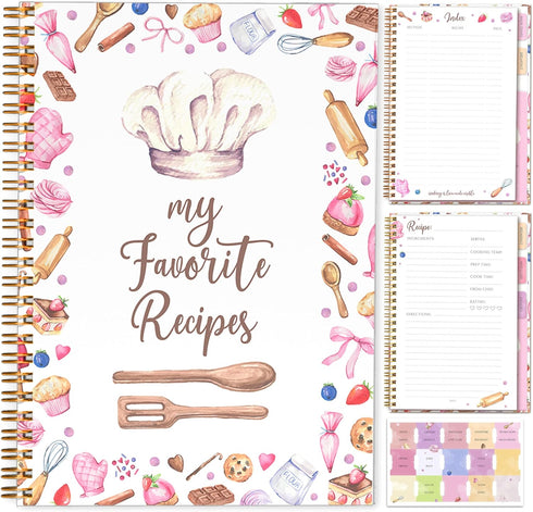7"x10" Blank Recipe Book to Write Your Own Recipes - Durable Hardcover Organizer
