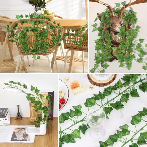 12 Pack 86 FT Artificial Ivy Garland, Fake Ivy Leaf Plants Vine Greenery for Home Kitchen Balcony Garden Office Wedding
