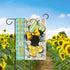 Welcome Spring Decorative Garden Flag, Daisy Flower Yellow Teal Plaid Stripes for Outdoor Home Decor