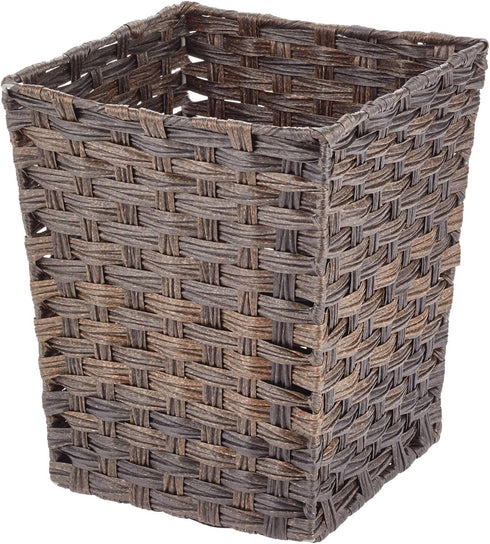 mDesign Small Woven Basket Trash Can - Square Wastebasket for Bathrooms, Kitchens, and Utility Rooms