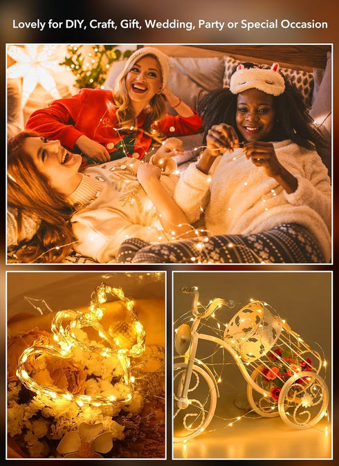 12 Pack 7ft 20 Minetom Fairy Lights Battery Operated String Lights - LED Waterproof Silver Wire Firefly Light
