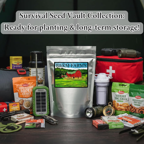 50,000+ 50 Hand-Packed, Packaging B&KM Farms Heirloom Seed Kit Varieties of Non-GMO Vegetable, Fruit & Herb Seeds