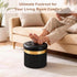 Room13x13x12.4(YZblack,1pcs) xuperbonus Small Ottoman with Storage,Folding Round Ottoman with Gold Trim,Velvet Storage