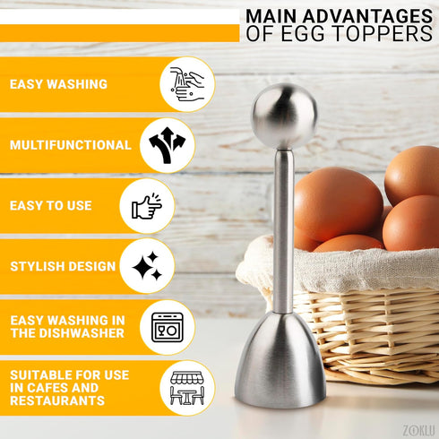 Set 2 2 Egg Shell Opener Pcs Egg Cups for Soft Boiled Eggs & Hard Boiled Eggs (Fits LXL Sizes), Pcs Spoons, Stainless