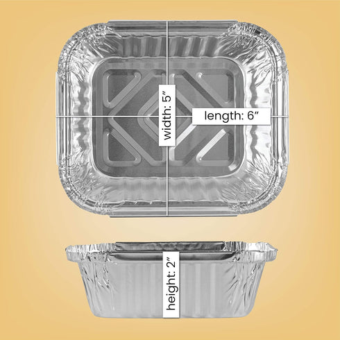 PLASTICPRO 20 Pack Disposable 1 LB Aluminum Takeout Tin Foil Baking Pans, 5'' x 6'' x 2'' Inch Bakeware for Cakes,