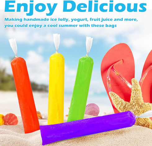 600 (2 11.8 Inch) Hoolerry Pcs Disposable Ice Lolly Bags Plastic Mold Ice Cream Bags with Silicone Foldable Funnel