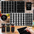AISIPRIN 24 Pcs Glass Spice Jars with 398 Labels, 4oz Empty Square Spice Containers with Shaker Lids, Funnel, Brush and
