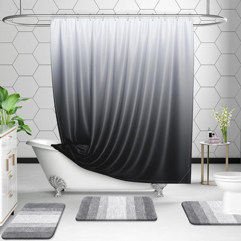 OLANLY Luxury Bathroom Rug Set, 2 Piece Soft Microfiber Bath Rugs, Non-Slip Light Grey Mats