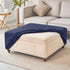 HFCNMY Stretch Knitted Jacquard Thick Washable Storage Ottoman Slipcover Foot Stool Cover with Elastic Bottom Blue