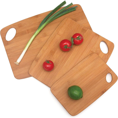 Lipper International Bamboo Wood Thin Cutting Board with Oval Hole in Corner, Assorted Sizes, Set of 3 by Lipper International
