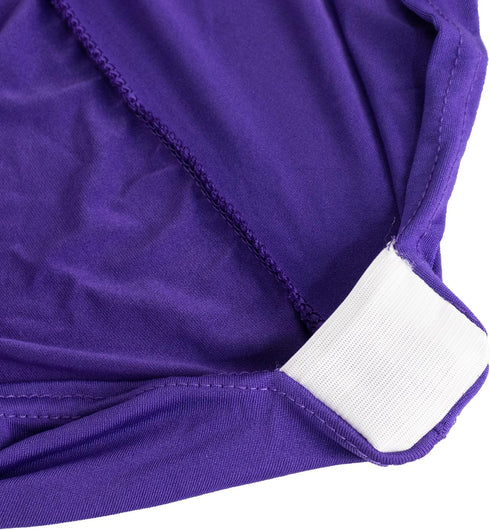 Efavormart Purple Spandex Folding Slip On Chair Cover with Silver Rhinestone Buckled Sash Band, Stretch Fitted Chair