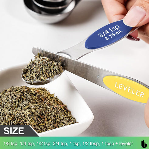 Urbanstrive Magnetic Measuring Spoons Set, Stainless Steel Dual Sided for Liquid Dry Food, Kitchen Gadgets, Cooking
