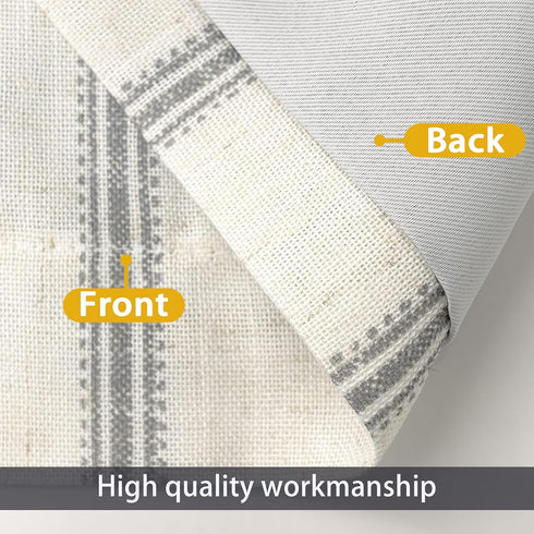DriftAway Farmhouse Vertical Striped Linen Blend Valances, 18 Inch Blackout Kitchen Curtain Valance, 1 Panel for Living