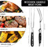 CHENGU 2 Pieces Carving Fork for Meat, 12 Inch Kitchen Stainless Steel Serving Cooking Fork with Wood Handle
