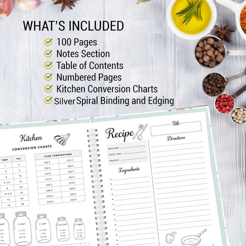 Blank Recipe Book To Write In Your Own Recipes - Family Recipe Journal to Create Your Own Cookbook - 100 Page Empty