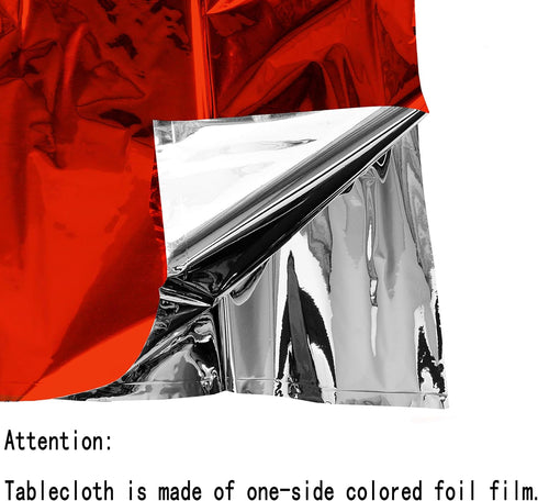 Red Foil Tablecloth Plastic Rectangle Cover for Wedding, Birthday, Graduation, Thanksgiving, Christmas Party, 54 x 108