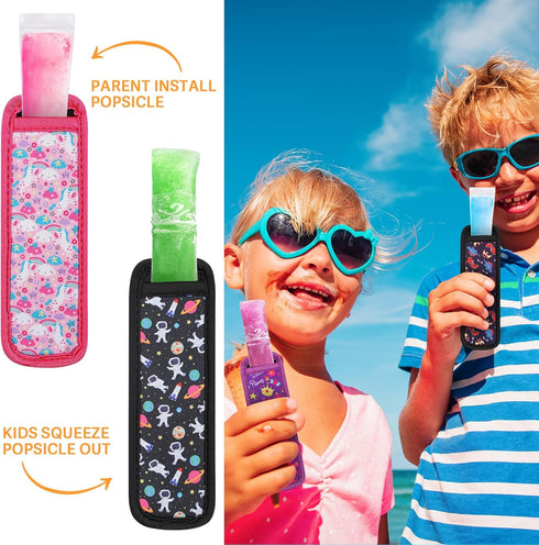 Set 50 2 Freezer Pop Bags Including Disposable Ice Popsicles Molds Popsicle Holders for Kids, Popsicle Bags With Zip