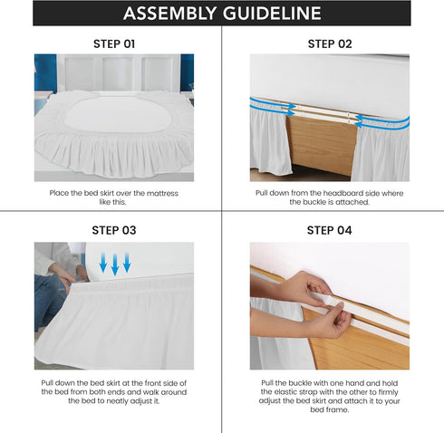 Utopia Bedding Twin Elastic Bed Ruffle, Easy Wrap Around Microfiber Bed Skirt with Adjustable Elastic Belt, 16 Inch