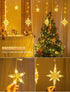 126 Lights,7.8ft in,8 LED Star Icicle Connectable Window Curtain Lights Plug Lighting Modes Timer Bethlehem Star