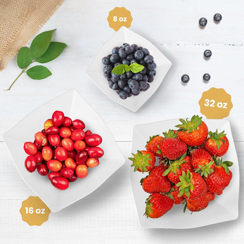 R-kay 6 Pack Square Plastic Serving Bowls - White Plastic bowls 8 oz - Small Plastic Bowls for Parties - Premium White Bowls For Weddings Catering And Birthday parties by R-kay