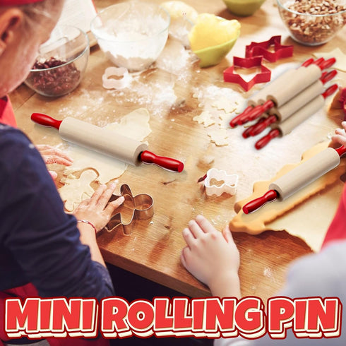 Mini Rolling Pin 7.5 Inch (6 Pack) Kids Rolling Pin Set for Play Dough, Wooden Baking Pins with Handles