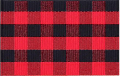 Buffalo Plaid Check Rug 35.4 x 23.6 Inch, Outdoor Indoor Front Porch Doormat, Washable Woven Decor for Home