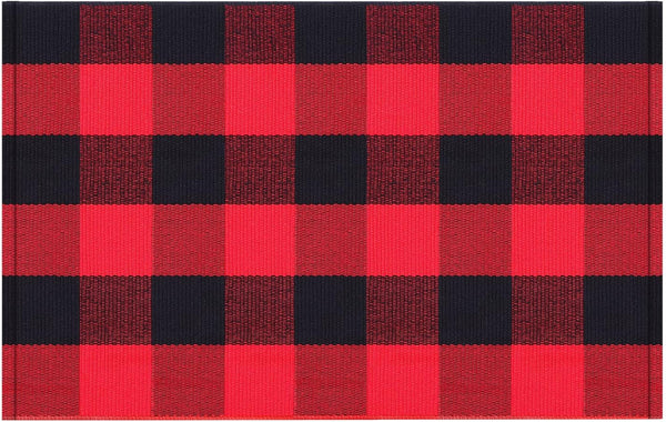Buffalo Plaid Check Rug 35.4 x 23.6 Inch, Outdoor Indoor Front Porch Doormat, Washable Woven Decor for Home